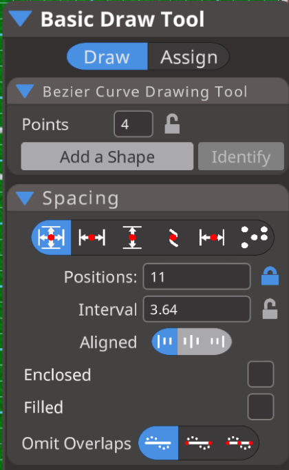 Bezier Curve Tool Inspector