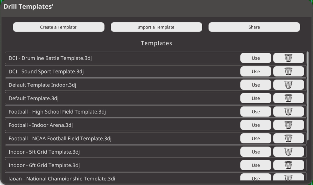 Drill Templates Dialog