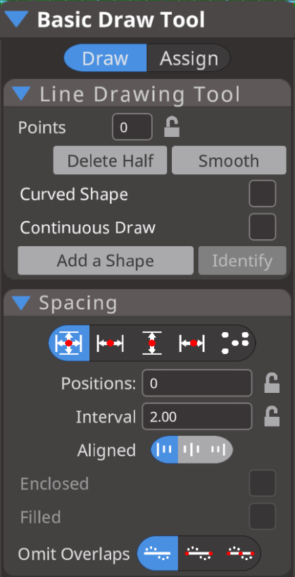 Line Tool inspector Tool Specific and Interval