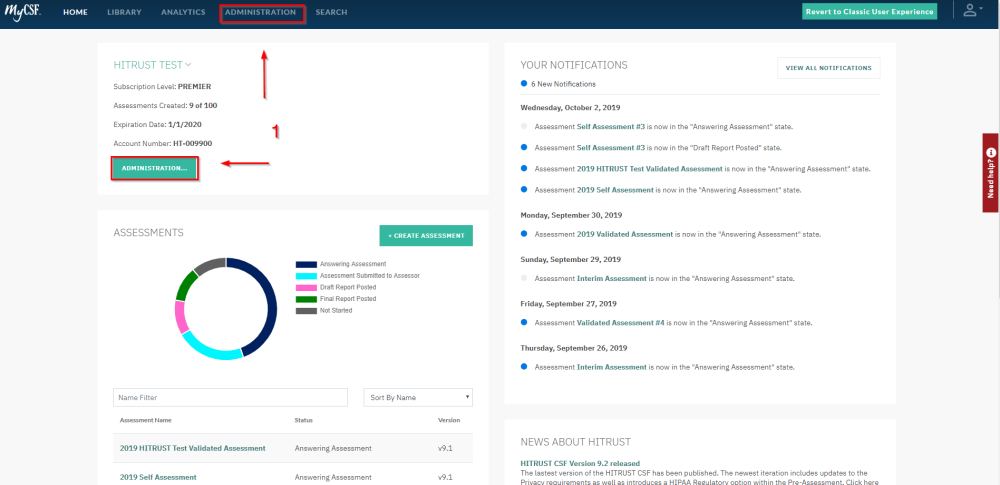 Administration Button
