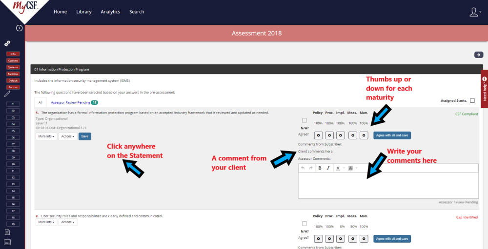 Answering an Assessment Statement - Assessor User Guide - 1