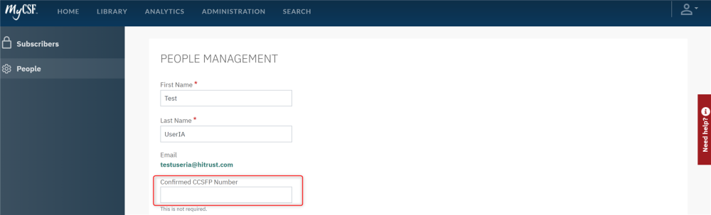 Confirmed CCSFP Number