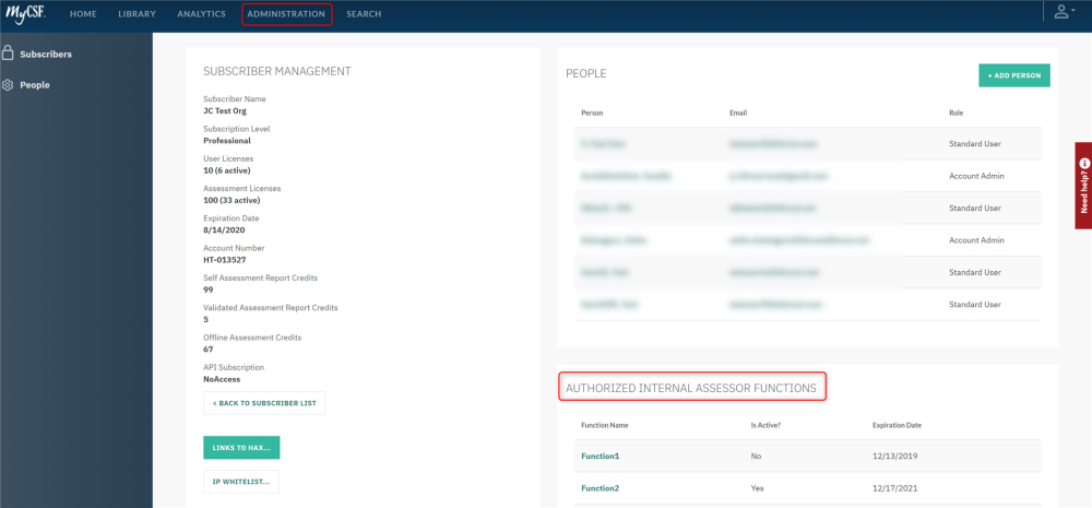 Authorized Internal Assessor Functions