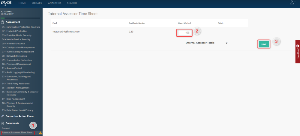 Internal Assessor Time Sheet