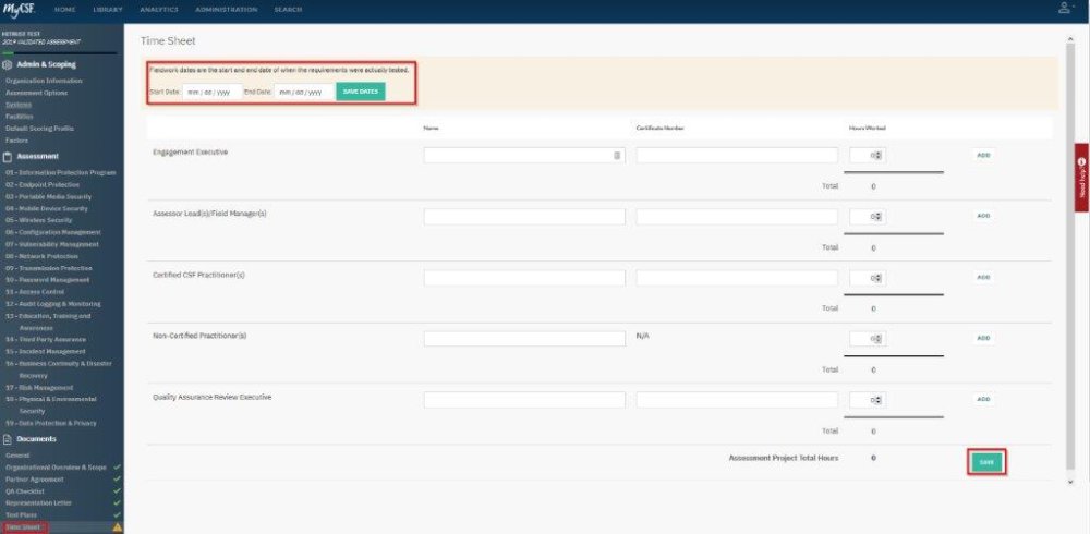 External Assessor Time Sheet