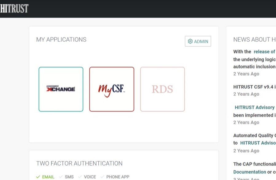 Figure 1: Selecting the Admin function will allow Organization administrators to add users directly to the application modules.