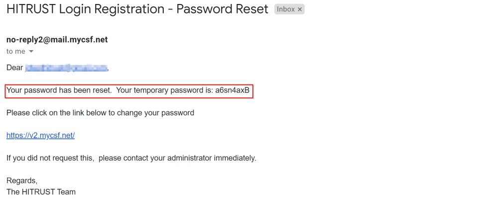 Password Reset Email