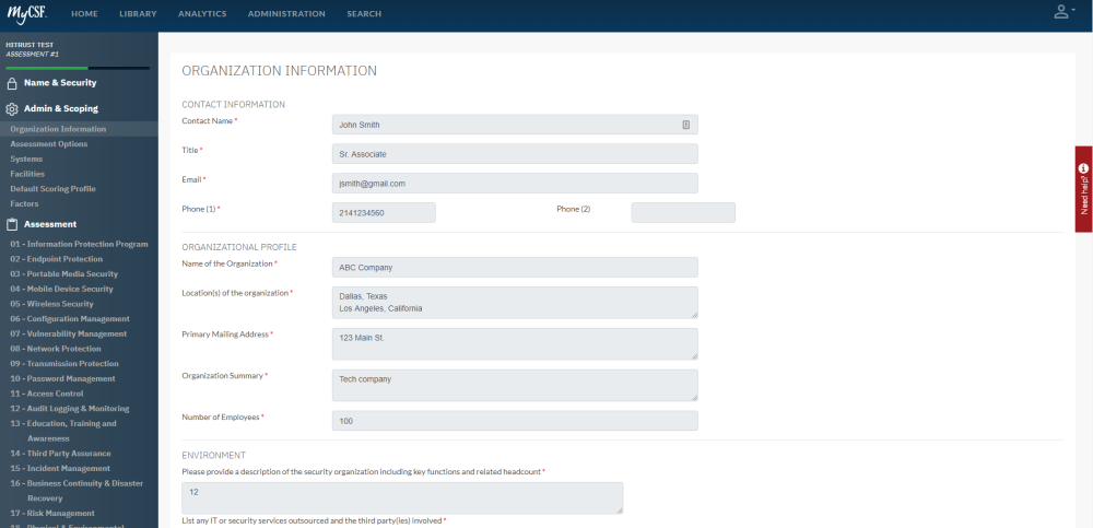Organization Information