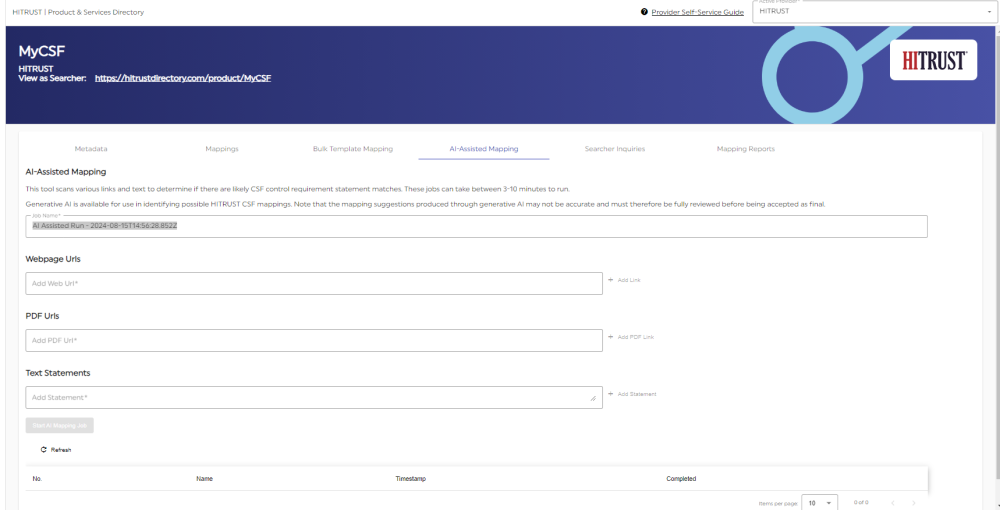 Pictured: The AI-assisted Mappings page for an offering.