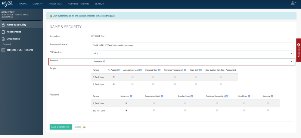 Selecting Assessor Form