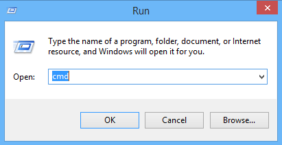 Entering CMD into Run screen