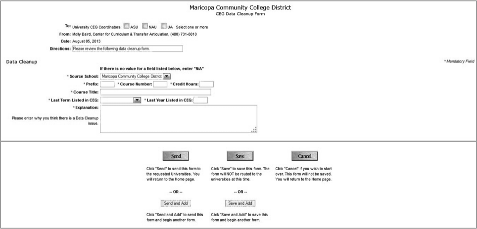 CEG Data Cleanup Form CEG Data Cleanup Form