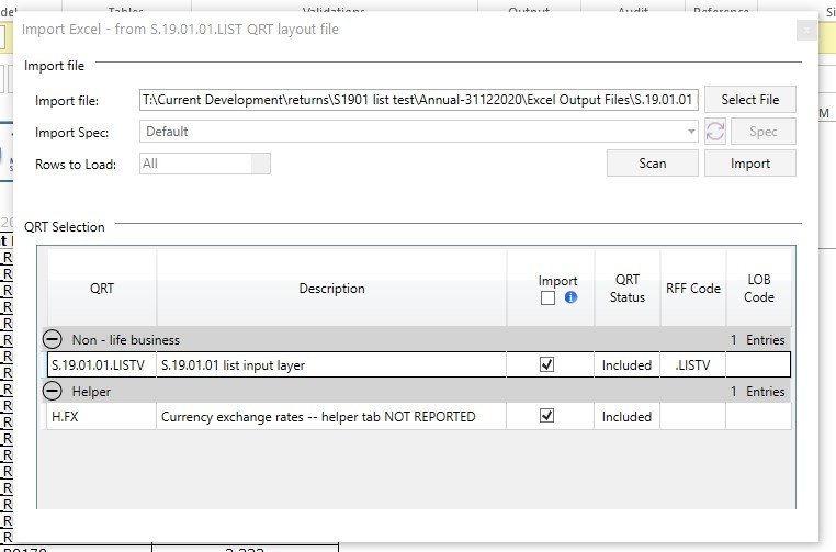 Import from S.19.01.01.LISTV QRT layout file - User Guide - Current Version