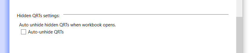 Hidden QRT settings - User Guide - Current Version