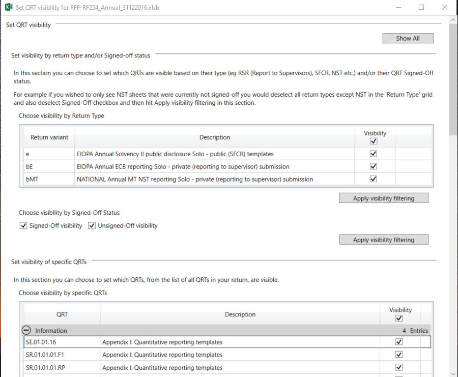 QRT visibility - User Guide - Current Version