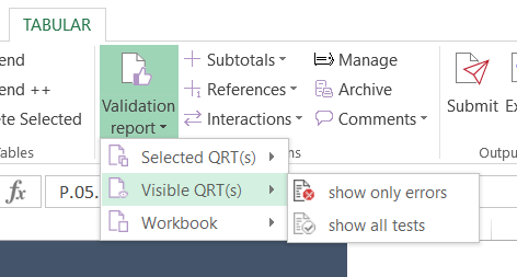 Validations for visible QRTs - User Guide - Current Version