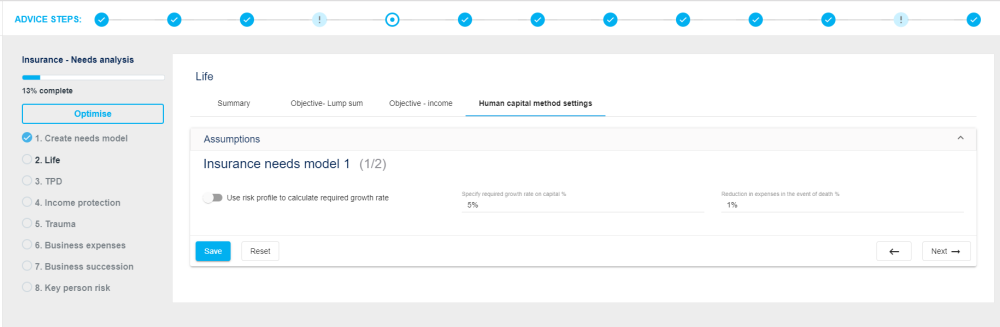 Human capital assumptions