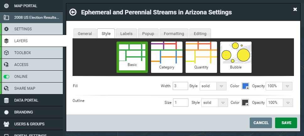 Basic layer style options