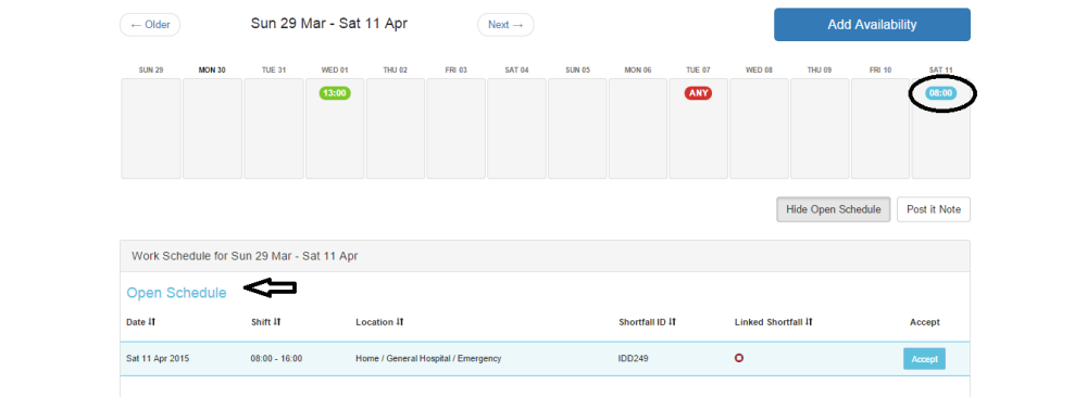 Accept Shift Via Open Schedule - ShiftMatch Canada Manager Guide - 1