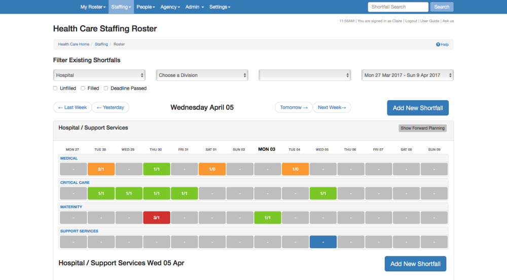When a Shift requires additional staff, you create a request for work ...