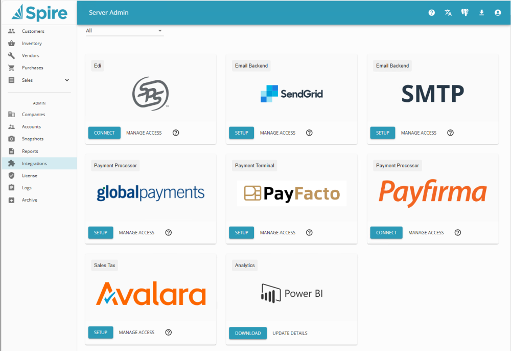Integrations - Spire User Manual - 3.12