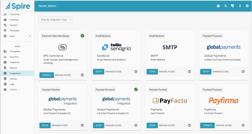 Integrations - Spire User Manual - 3.13
