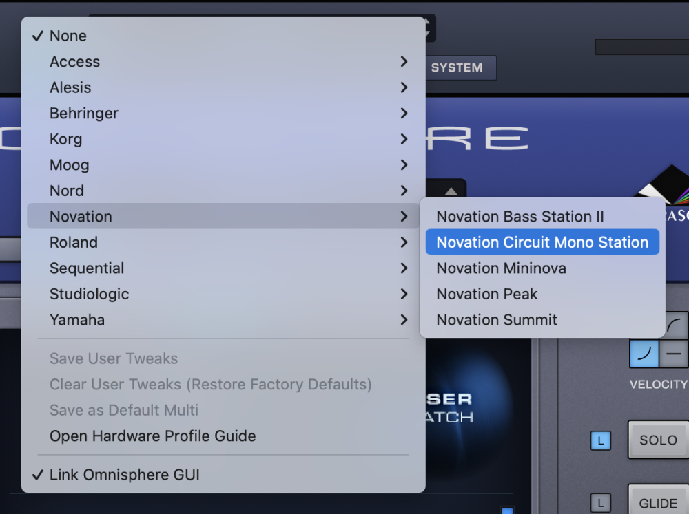 Setting up the Circuit Mono Station Omnisphere HW 2.8