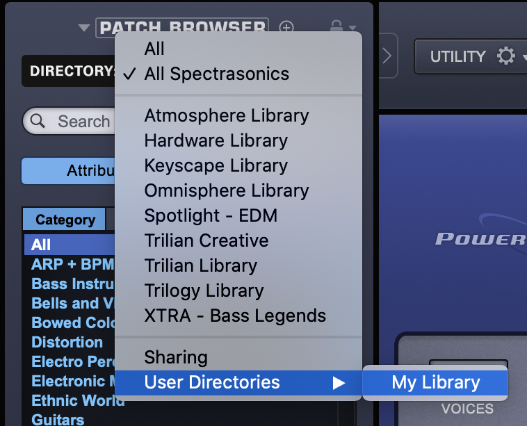 how to move spectrasonics trilian dot library