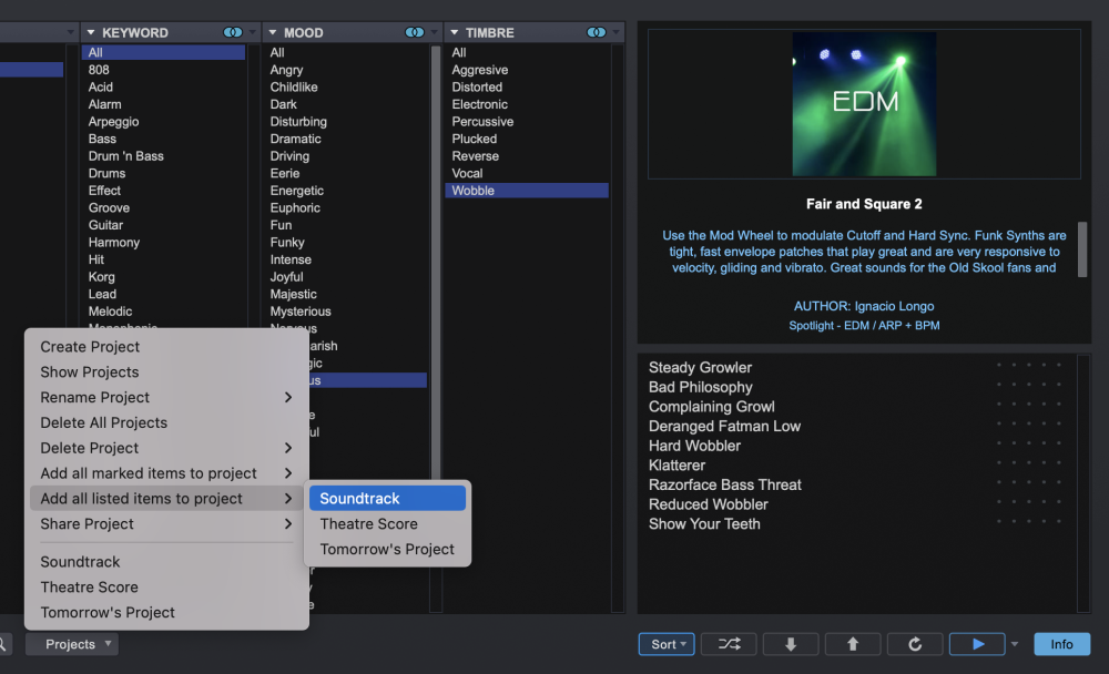 Using Projects - Omnisphere 3 - 3.0