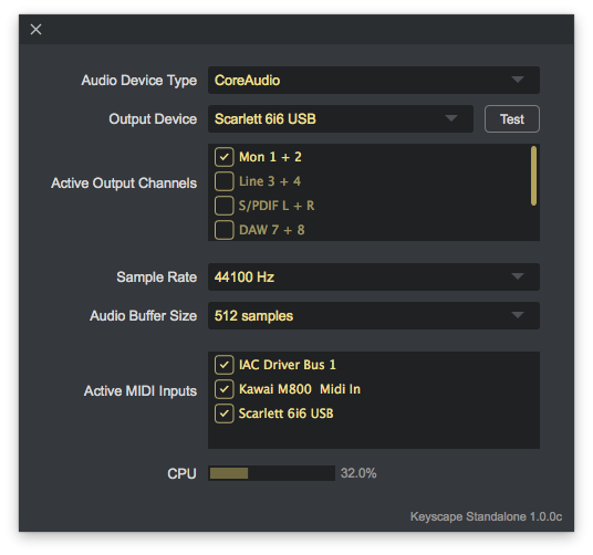 Settings Keyscape 1.3