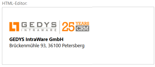 HTML Editor - Gedys CXM: Technisches Handbuch - 10.0