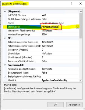 Einstellungen im IIS-Anwendungspool und der Site - Gedys CXM ...