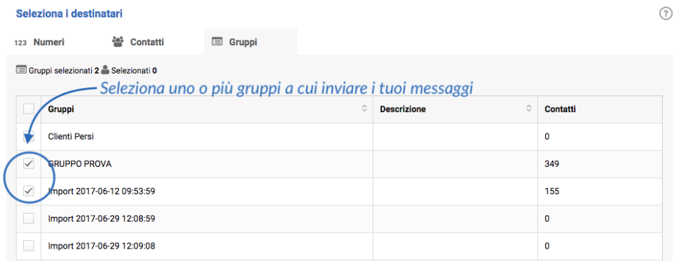 Invio a più Gruppi di Contatti