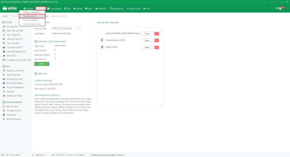 How to Cash Movement Arkle epos user guide 1