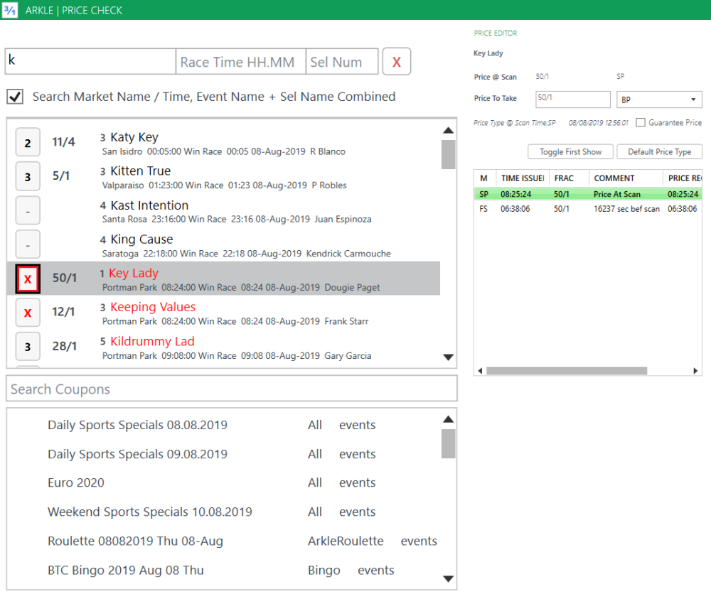 How to View prices and Results (Cashiers Page) Arkle epos user guide 1
