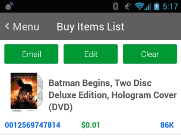 Figure 4-1 Buy Items List for Android