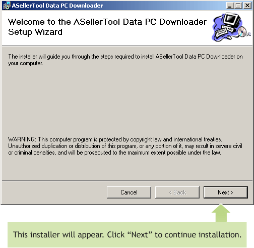 First Installer Screen for PC Downloader