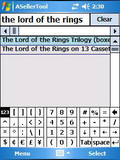 Figure 20 Keyboard Numpad on Title Search Screen on PDA