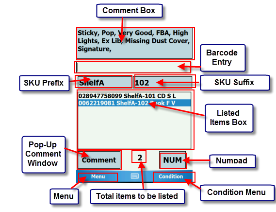 Figure 23 Annotated Listing Screen on PDA