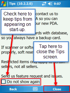 Figure 30 Second Page of Tips Screen with Annotations on PDA