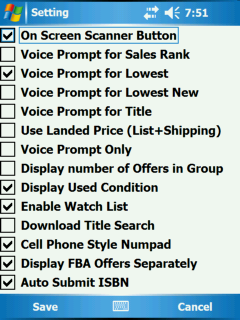 Figure 34 Program Setting Screen on PDA