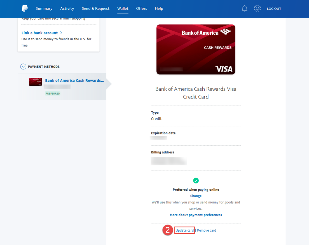 Update a Current Credit Card on PayPal ASellerTool