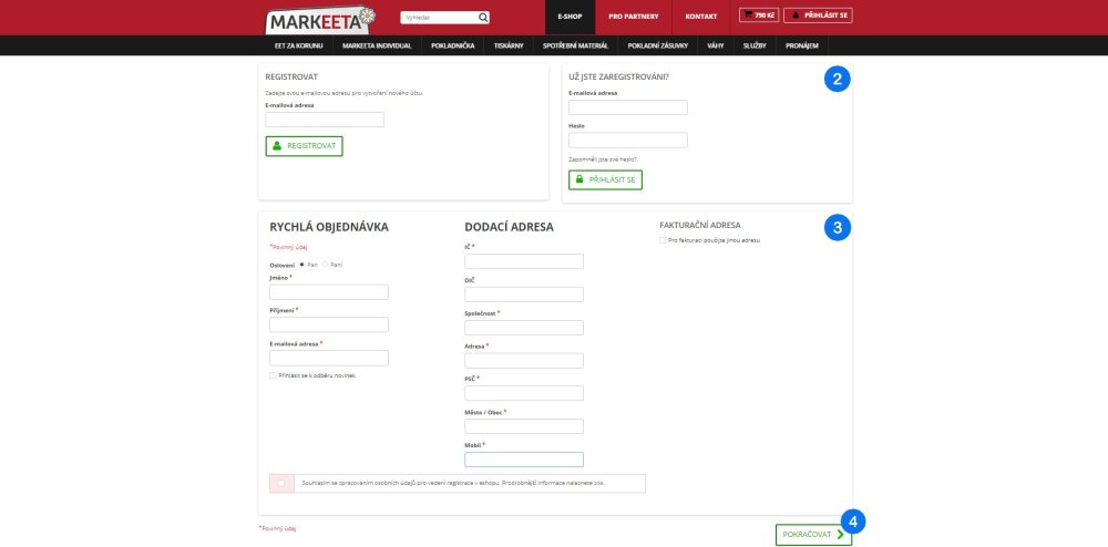 Objednávka SIM karty přes e-shop - krok 2