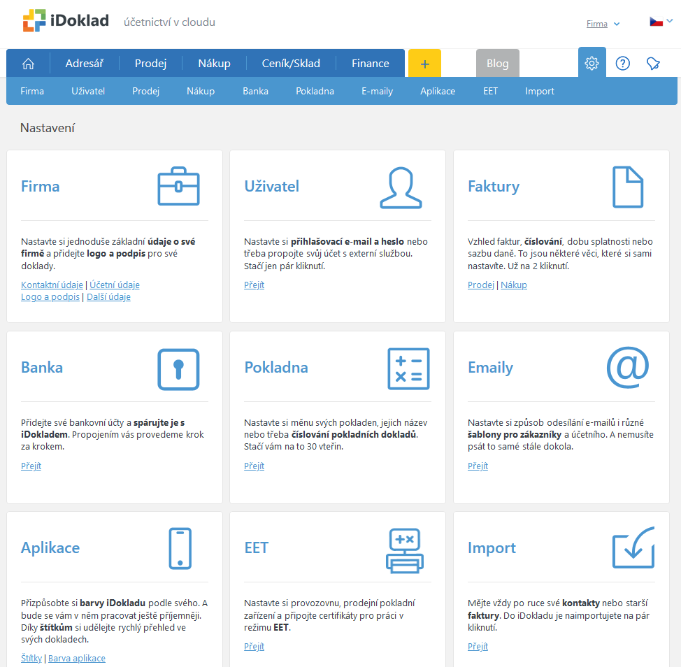 iDoklad - Nastavení