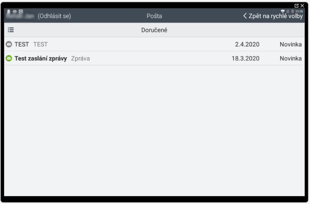 Záložka Pošta