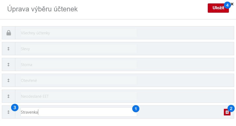 Úprava názvu a uložení filtru účtenek