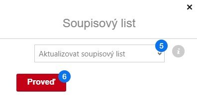 Aktualizace inventury - Krok 2