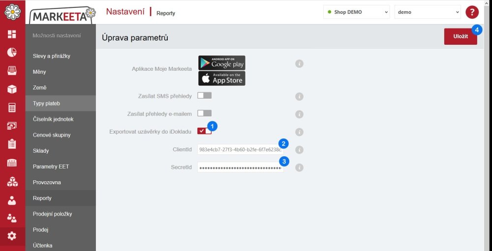 Zadání údajů z iDokladu do manažera