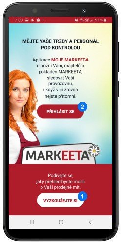 Přihlášení do aplikace - krok 1