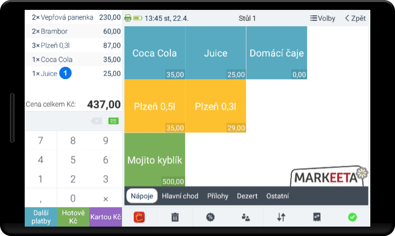 Jak stornovat nebo upravit položku - krok 1